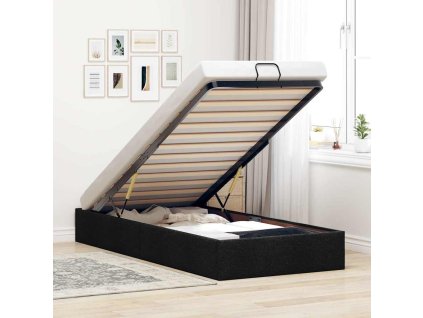 Osmanský rám postele bez matrací černá 90x200 cm textil 3310849