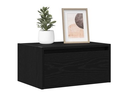 Nástěnný noční stolek s LED osvětlením černý dub 860213