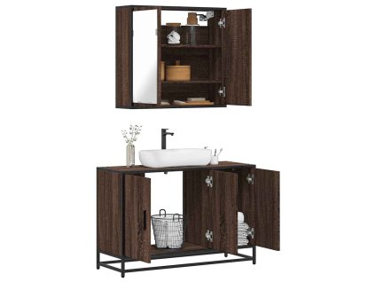 2dílný set koupelnového nábytku hnědý dub kompozitní dřevo 3300894