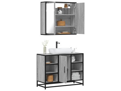2dílný set koupelnového nábytku šedý sonoma kompozitní dřevo 3300913