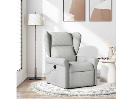 Masážní polohovací křeslo obláčkově šedá textil 4015675