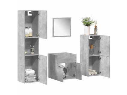 4dílný set koupelnového nábytku betonově šedý kompozitní dřevo 3324864
