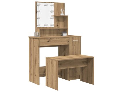 sada toaletního stolku s LED dub artisan kompozitní dřevo 3329186