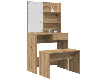 sada toaletního stolku s LED dub artisan kompozitní dřevo 3329184
