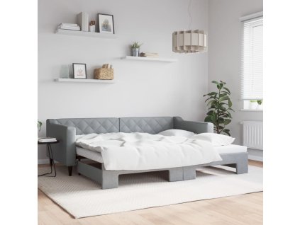 Válenda s přistýlkou světle šedá 90 x 200 cm textil 3197426