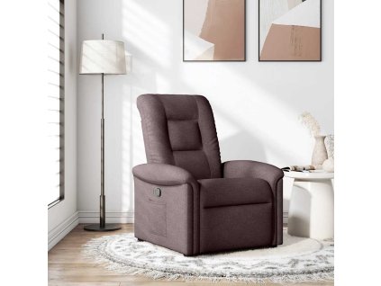 Polohovací křeslo tmavě hnědé textil 4015621