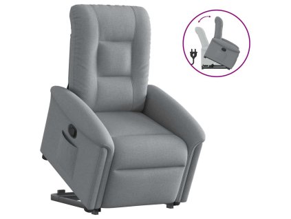 Zvedací polohovací křeslo světle šedé textil 3303254