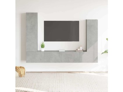 4dílný set TV skříněk betonově šedý kompozitní dřevo 3114633