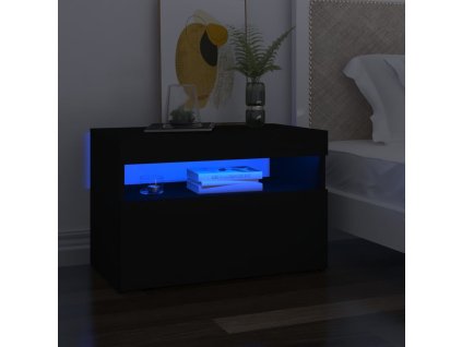Noční stolek s LED osvětlením černý 60x35x40 kompozitní dřevo 3082776