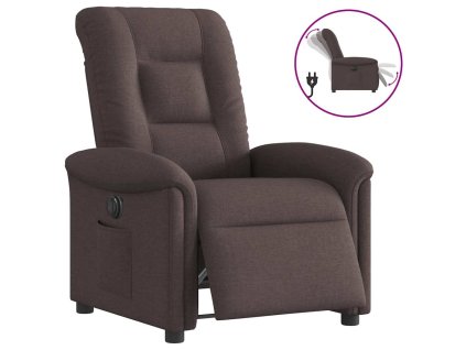 Elektrické polohovací křeslo tmavě hnědé textil 3303239