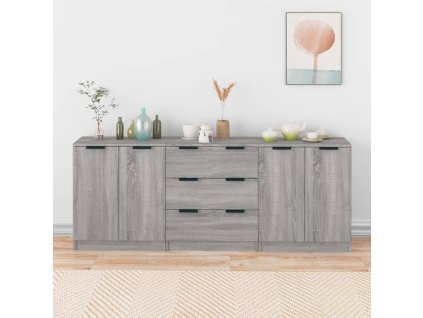 3dílný příborník šedý sonoma kompozitní dřevo 3115786