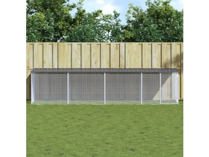 Klec pro kuřata se střechou antracitová 403 x 98 x 90 cm ocel 3189050