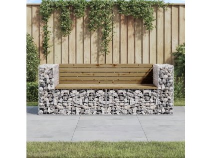 Zahradní lavice gabionový design 184x71x65,5 cm borové dřevo 3196238