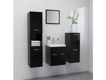 Set koupelnového nábytku černý dřevotříska 3070902