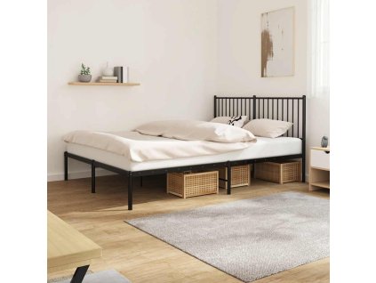 Kovový rám postele s čelem černý 160 x 200 cm 350867
