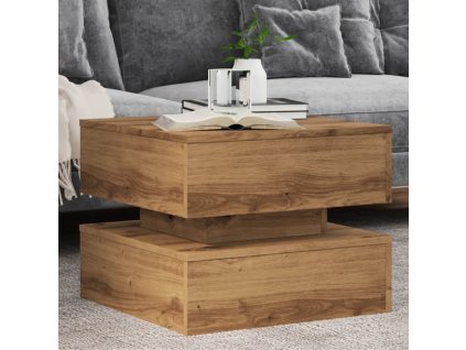 Konferenční stolek s LED osvětlením dub artisan 50 x 50 x 40 cm 857717