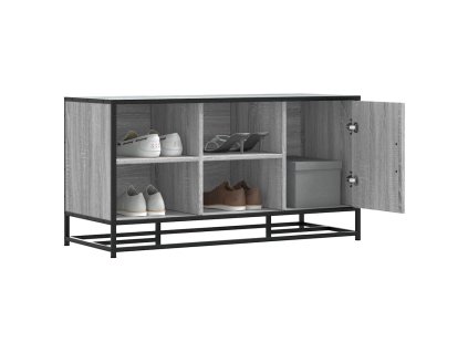 Lavice s botníkem šedá sonoma 100x40x53,5 cm kompozit a kovu 849217