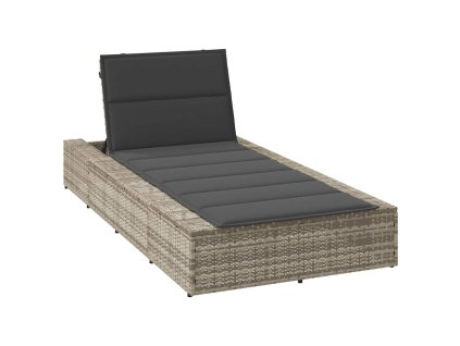 Zahradní lehátko s plovoucím poduškou světle šedá polyratan 4104207