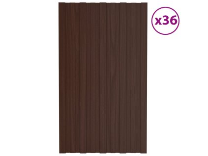 Střešní panely 36 ks pozinkovaná ocel hnědé 80 x 45 cm 317206