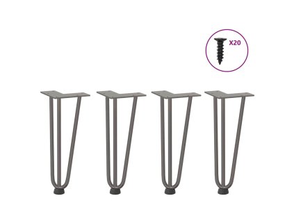 Nohy na konferenční stolek ve tvaru vlásenky 4 ks, přírodní ocel, 30 cm, masivní ocel 4012439