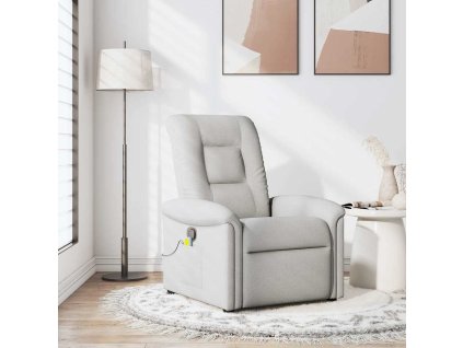 Masážní polohovací křeslo obláčkově šedá textil 4015635