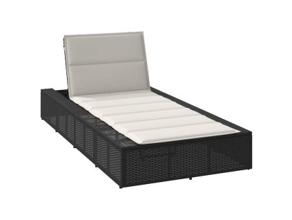 Zahradní lehátko s plovoucím poduškou černé polyratan 4104202