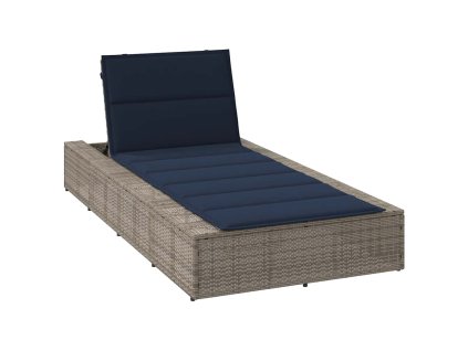 Zahradní lehátko s plovoucím poduškou šedé polyratan 4104209