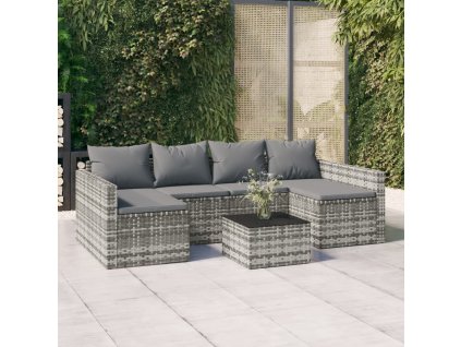 2dílná zahradní sedací souprava s poduškami šedá polyratan 362344