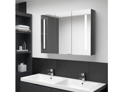 LED koupelnová skříňka se zrcadlem 89 x 14 x 62 cm zářivě šedá 326528