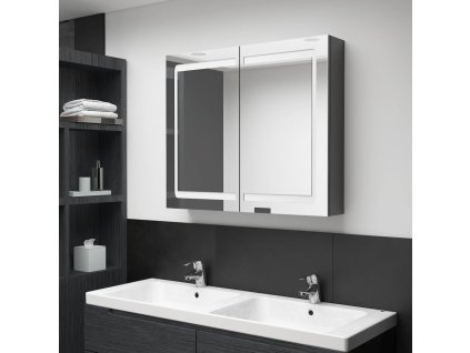 LED koupelnová skříňka se zrcadlem zářivě šedá 80 x 12 x 68 cm 326514