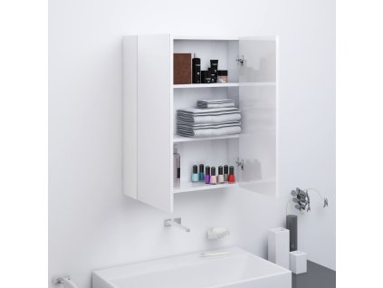 Koupelnová skříňka se zrcadlem 60 x 15 x 75 cm MDF zářivě bílá 331525