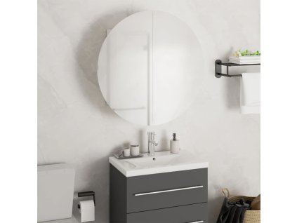 Koupelnová skříňka s kulatým zrcadlem a LED bílá 47x47x17,5 cm 345583