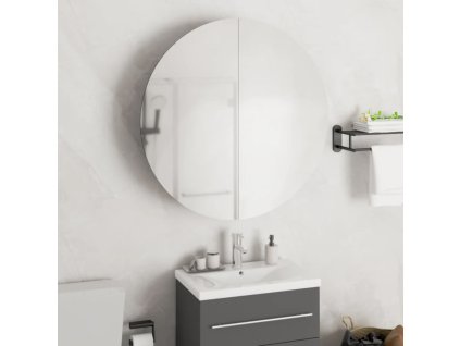 Koupelnová skříňka s kulatým zrcadlem a LED černá 54x54x17,5 cm 345588