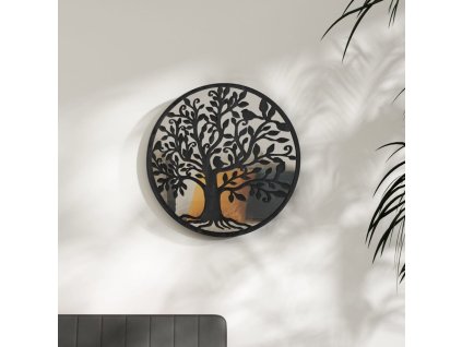 Zrcadlo černé 40 x 2,5 cm železo kulaté do interiéru 3093540