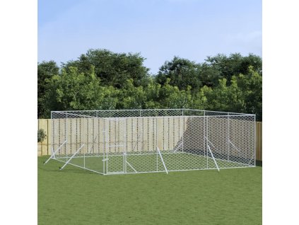 Venkovní psí kotec stříbrný 6 x 6 x 2 m pozinkovaná ocel 3190460