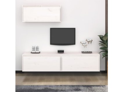 TV skříňky 3 ks bílé masivní borové dřevo 3100135
