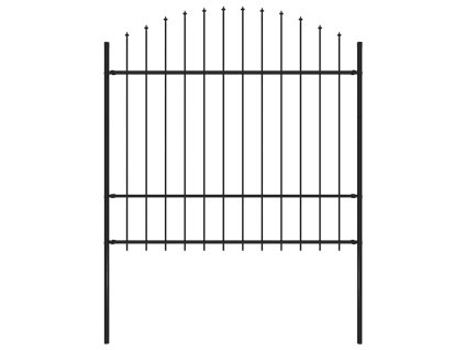 Zahradní plot s kopím nahoře ocelový 181 x 175 cm černý 144944