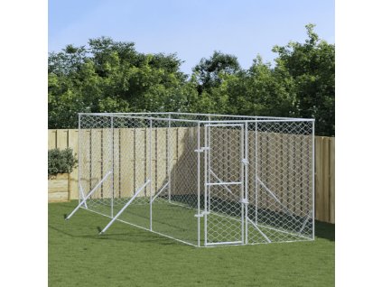 Venkovní psí kotec stříbrný 2 x 6 x 2 m pozinkovaná ocel 3190452