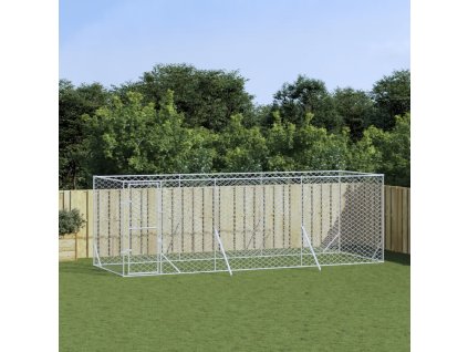 Venkovní psí kotec stříbrný 6 x 2 x 2 m pozinkovaná ocel 3190459