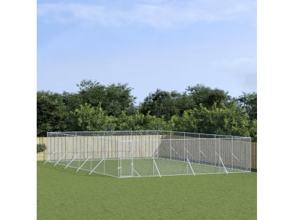 Venkovní psí kotec stříbrný 8 x 12 x 2 m pozinkovaná ocel 3190465