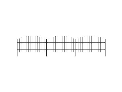 Zahradní plot s hroty ocel (0,75–1) x 5,1 m černý 277714