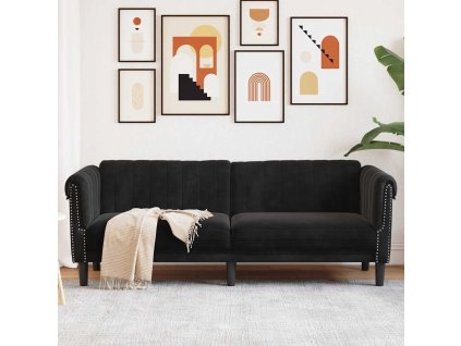 Pohovka 3místná černá samet 372590