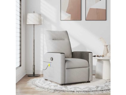 Masážní polohovací křeslo obláčkově šedá textil 4104831