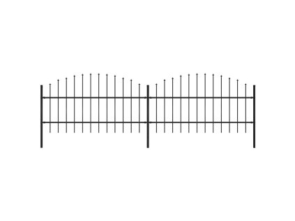 Zahradní plot s kopím nahoře ocelový 359 x 100 cm černý 277713