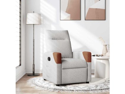 Polohovací křeslo obláčkově šedá textil 4104808