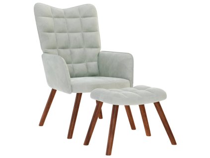 Relaxační křeslo s taburetkou světle šedý samet 4016821