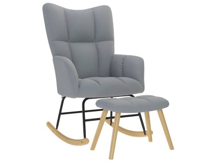 Houpací křeslo s podnožkou světle šedé textil 4016800