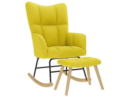 Houpací křeslo s podnožkou světle žluté textil 4016809