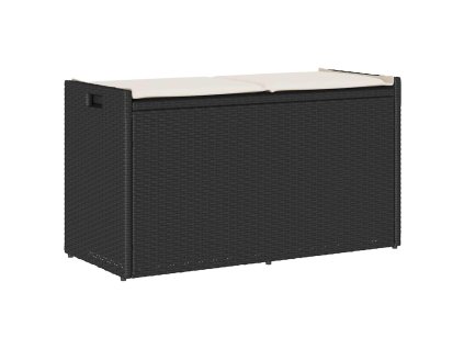 Venkovní lavice s polštářem černá 100 cm Poly ratan 4104060
