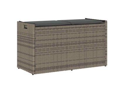 Venkovní lavice s polštářem šedá 100 cm Poly ratan 4104062